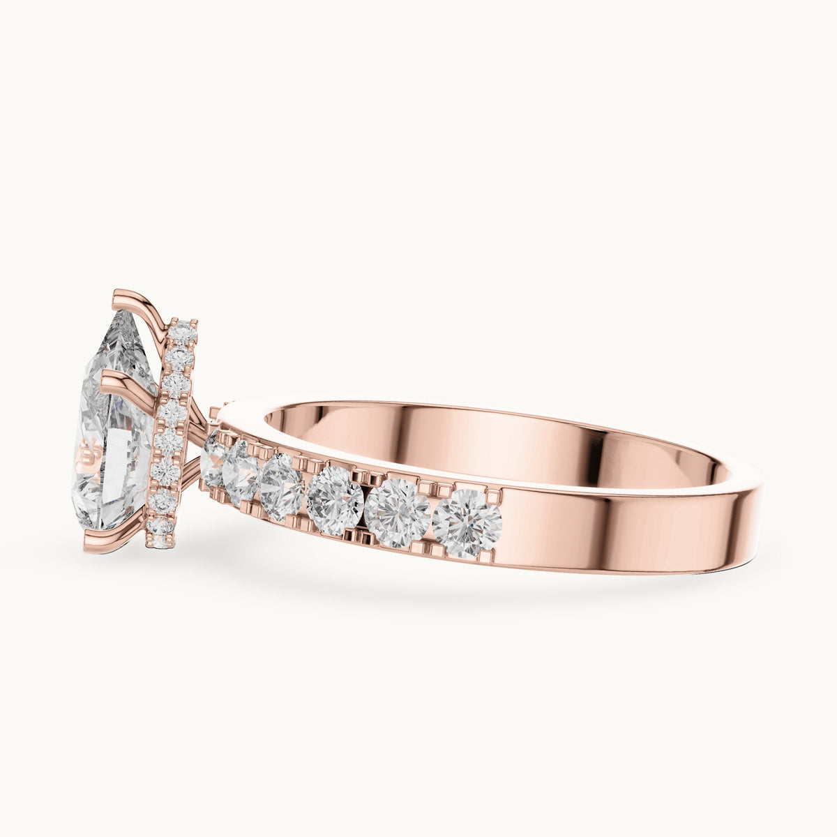 Pear cut lab-grown diamond solitaire ring in 14K rose gold, 1.72 CT TW, view 2