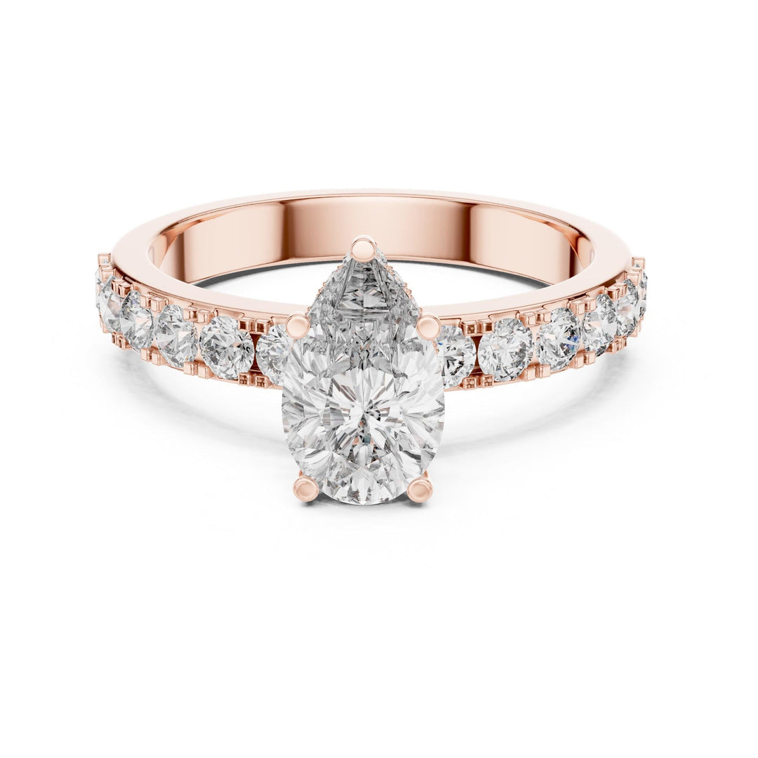 Pear Cut Lab Grown Diamond Solitaire Ring, 1.72ct Total, Solid Gold