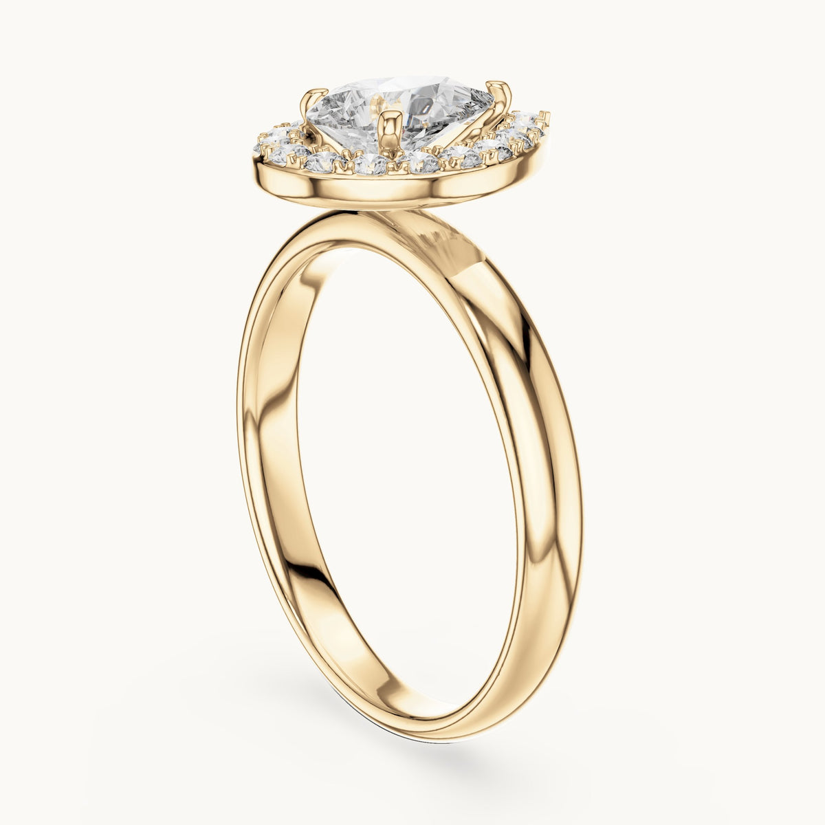 Pear cut lab-grown diamond solitaire ring in 14K yellow gold, 0.94 CT TW, view 2