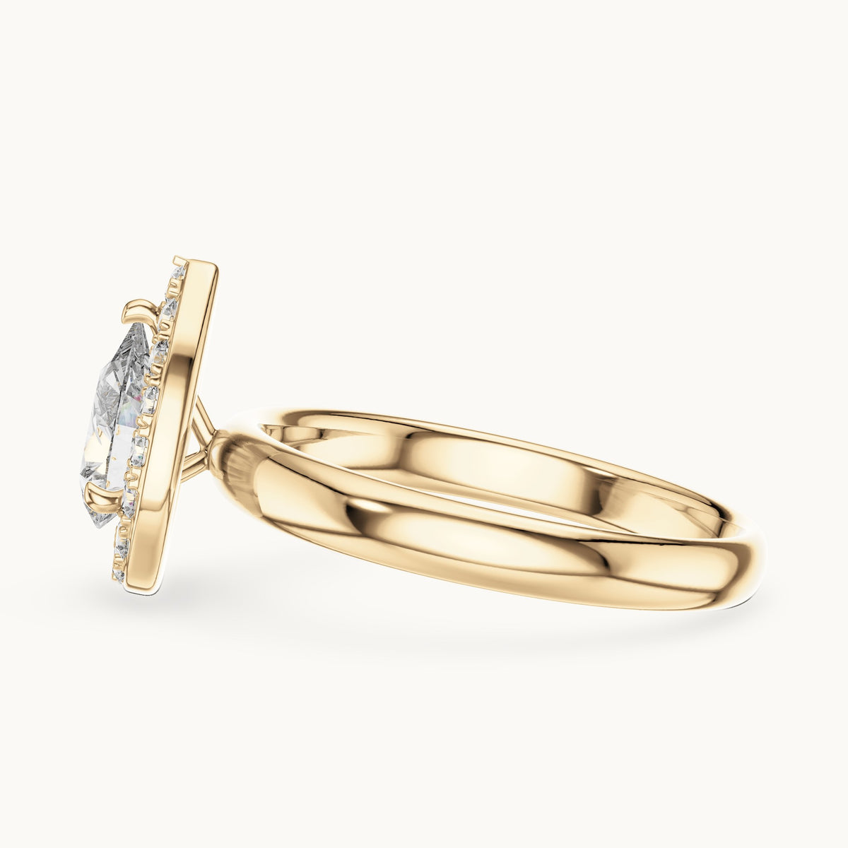 Pear cut lab-grown diamond solitaire ring in 14K yellow gold, 0.94 CT TW, view 3