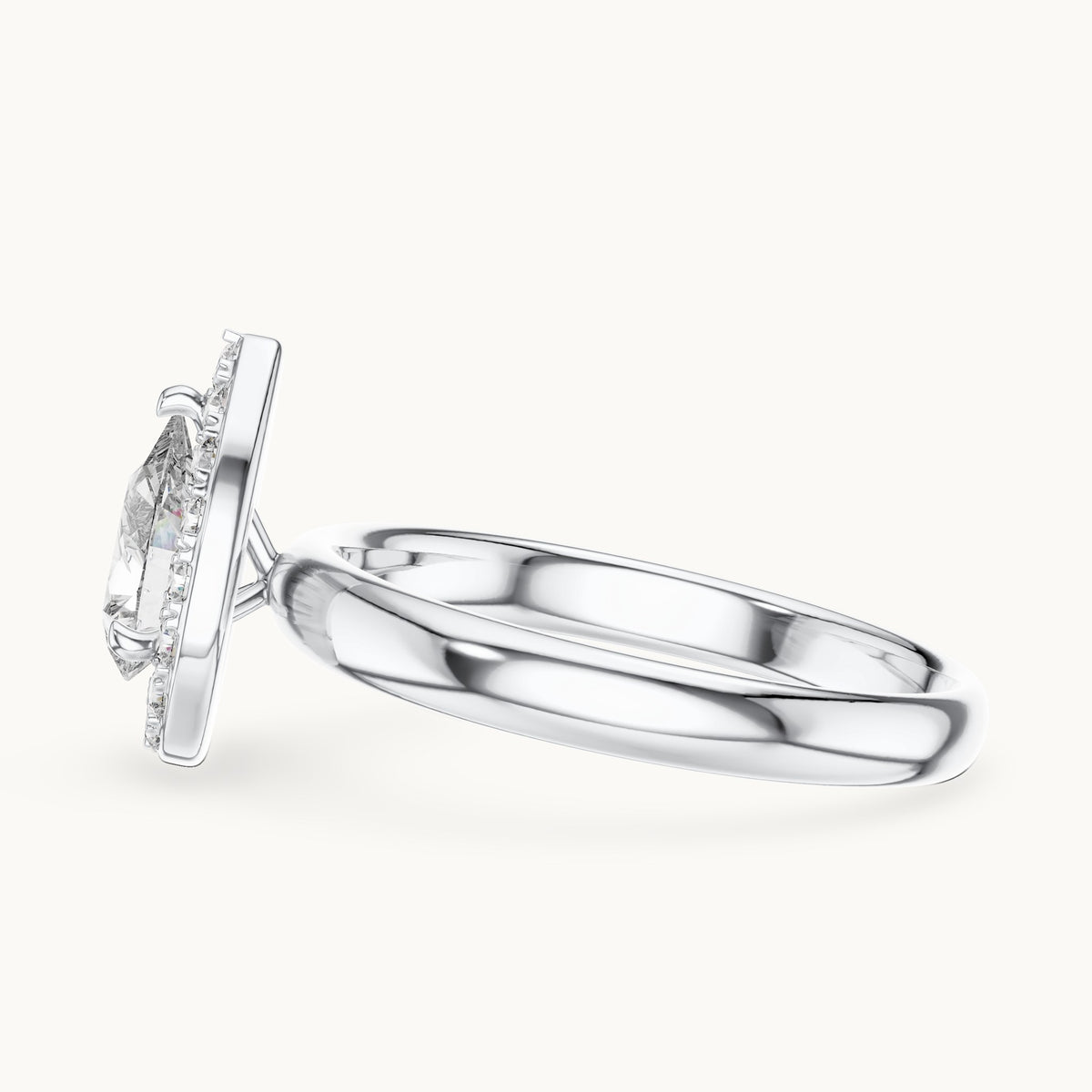 Pear cut lab-grown diamond solitaire ring in 14K white gold, 0.94 CT TW, view 2