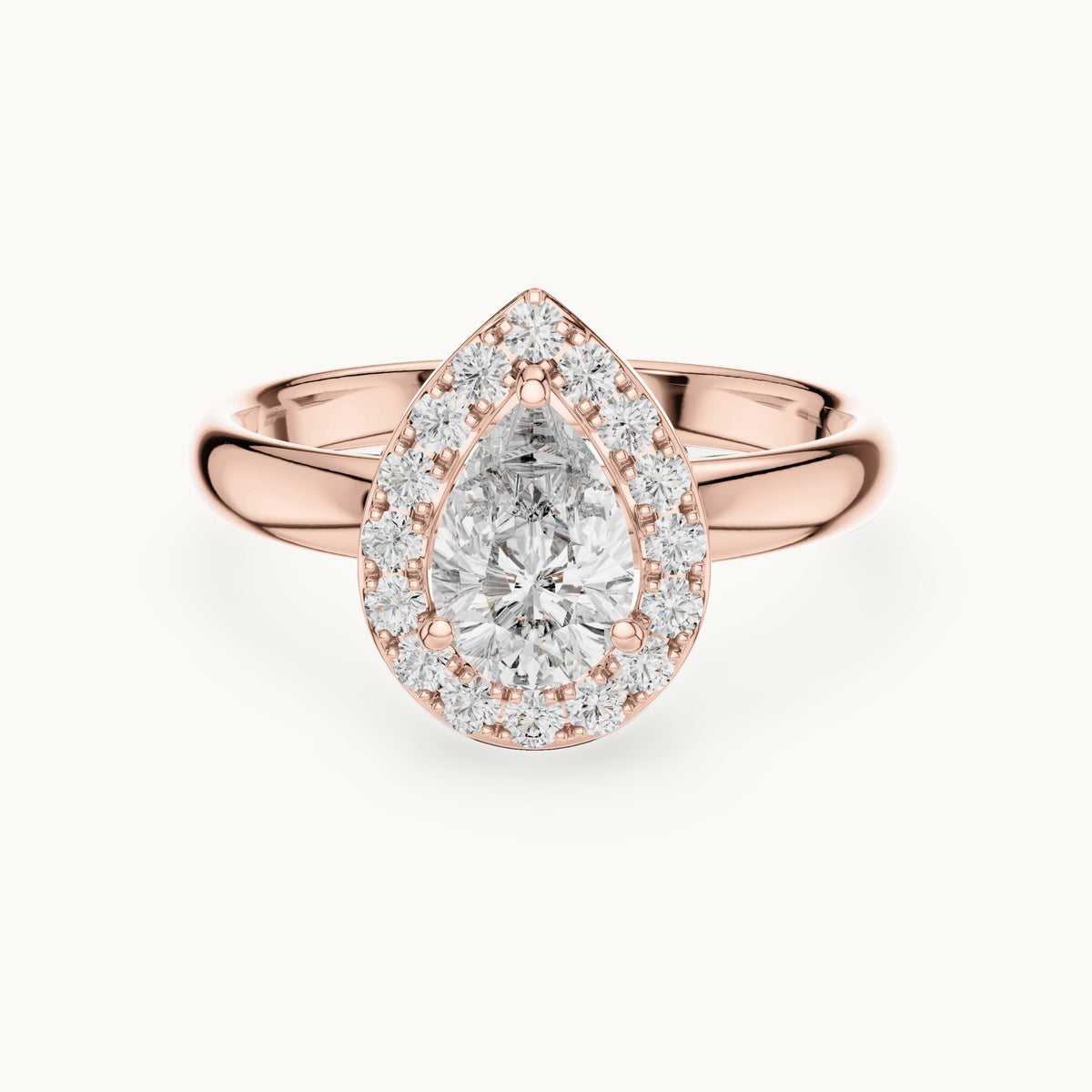Pear cut lab-grown diamond solitaire ring in 14K rose gold, 0.94 CT TW, view 3