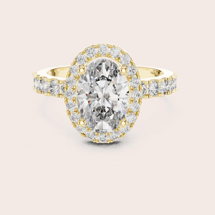 Oval Cut Lab Grown Diamond Solitaire Ring, 2.44ct Total, Solid Gold