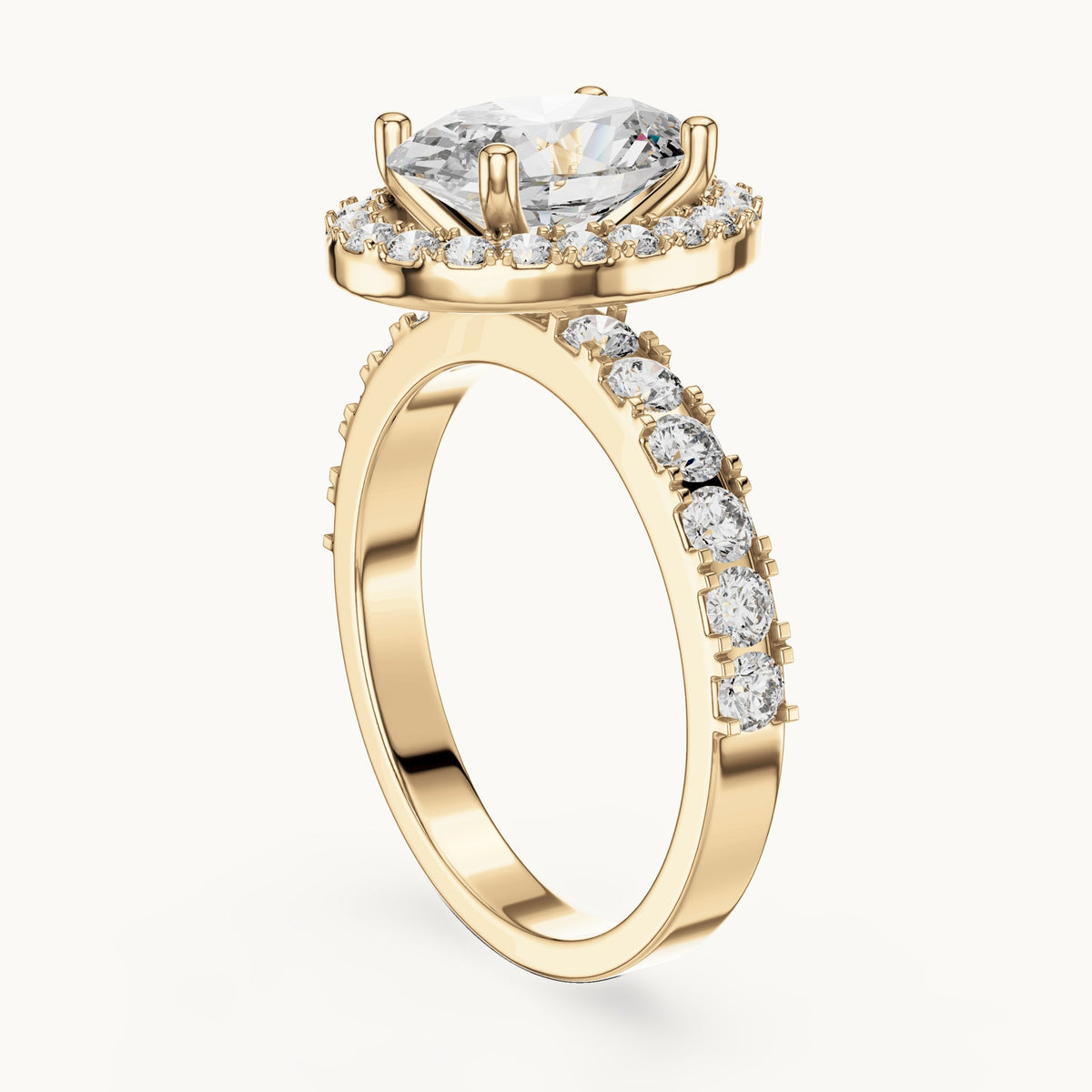 Oval cut lab-grown diamond solitaire ring in 14K yellow gold, 2.44 CT TW, view 2