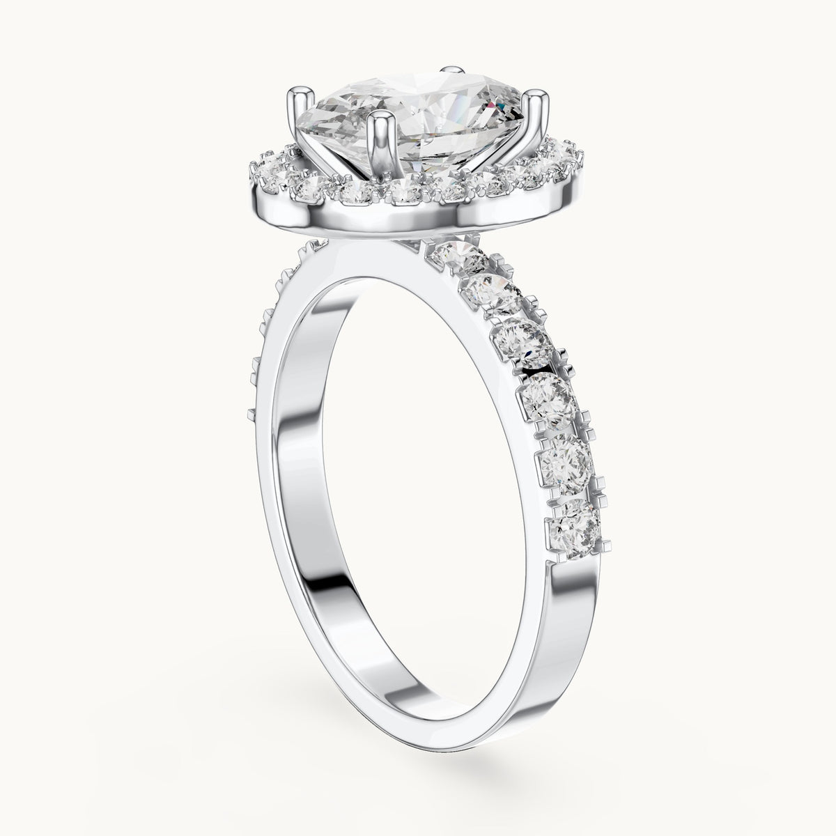 Oval cut lab-grown diamond solitaire ring in 14K white gold, 2.44 CT TW, view 1