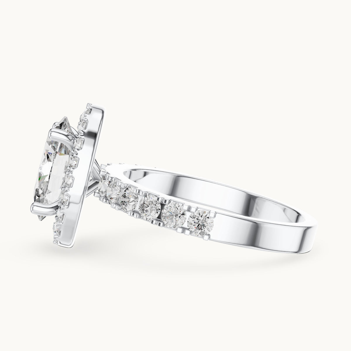 Oval cut lab-grown diamond solitaire ring in 14K white gold, 2.44 CT TW, view 2
