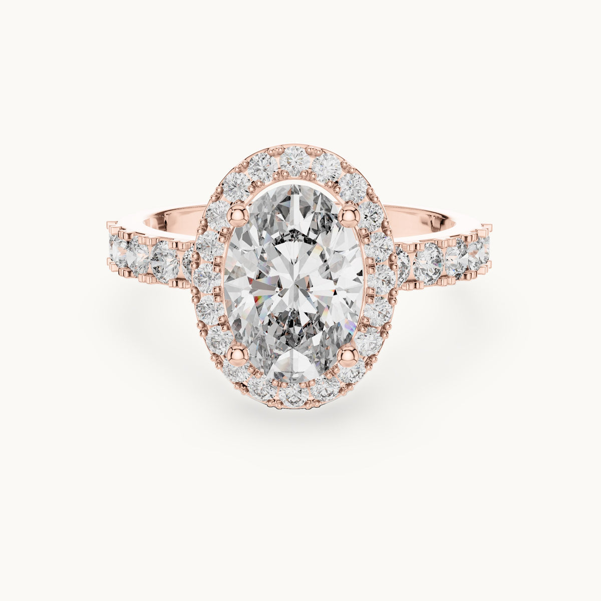 Oval cut lab-grown diamond solitaire ring in 14K rose gold, 2.44 CT TW, view 3