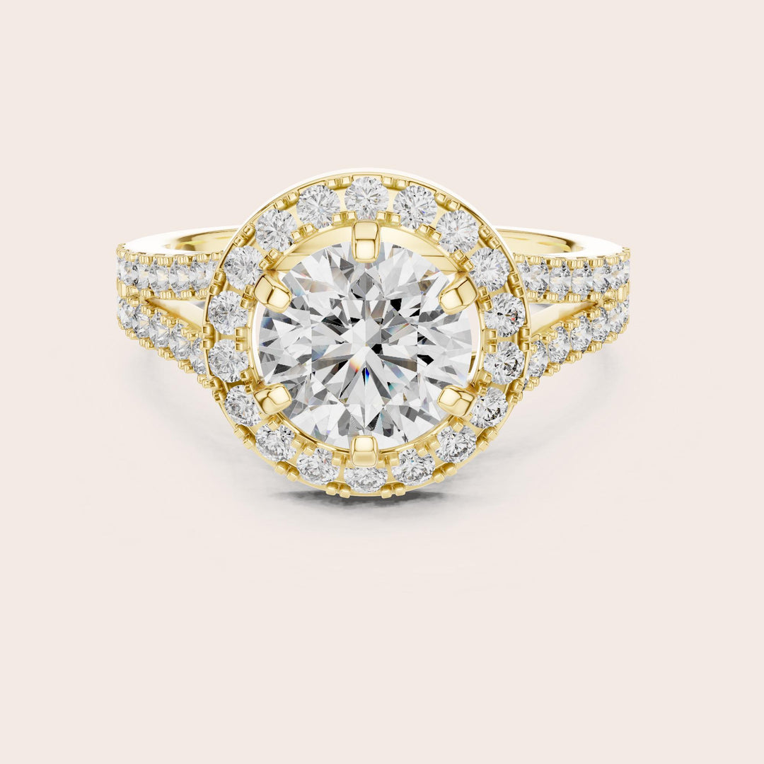 Round Cut Lab Grown Diamond Solitaire Ring, 2.03ct Total, Solid Gold