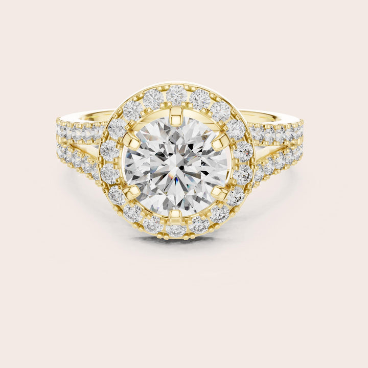 Round Cut Lab Grown Diamond Solitaire Ring, 2.03ct Total, Solid Gold
