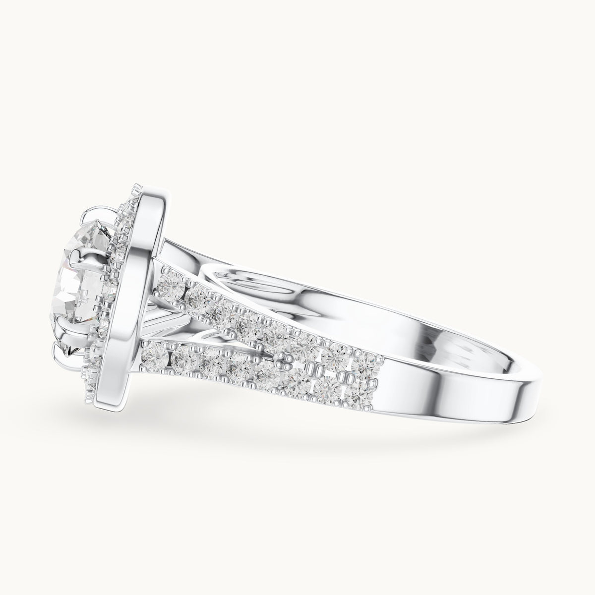 Round cut lab-grown diamond solitaire ring in 14K white gold, 2.03 CT TW, view 2
