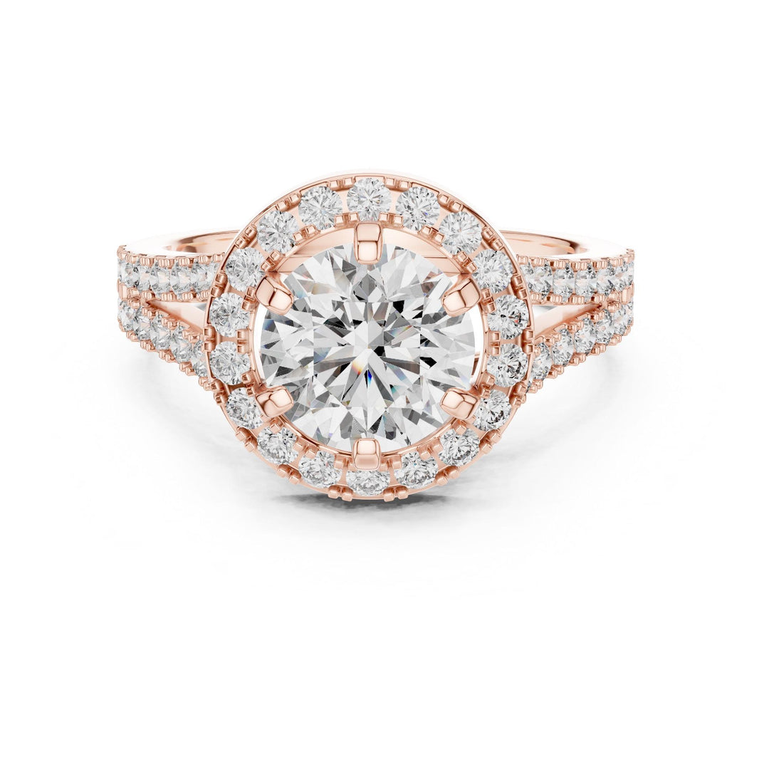 Round Cut Lab Grown Diamond Solitaire Ring, 2.03ct Total, Solid Gold