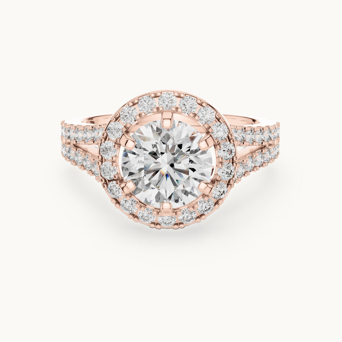 Round cut lab-grown diamond solitaire ring in 14K rose gold, 2.03 CT TW, view 3