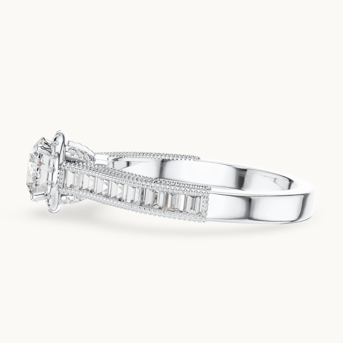 Round cut lab-grown diamond solitaire ring in 14K white gold, 1.43 CT TW, view 2