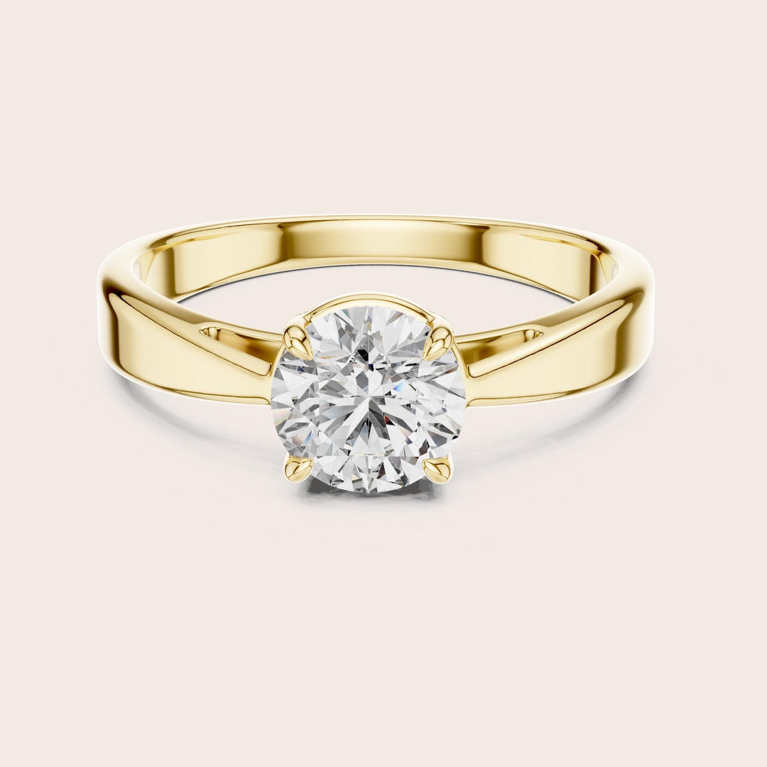 Round Cut Lab Grown Diamond Solitaire Ring, 1.00ct Total, Solid Gold