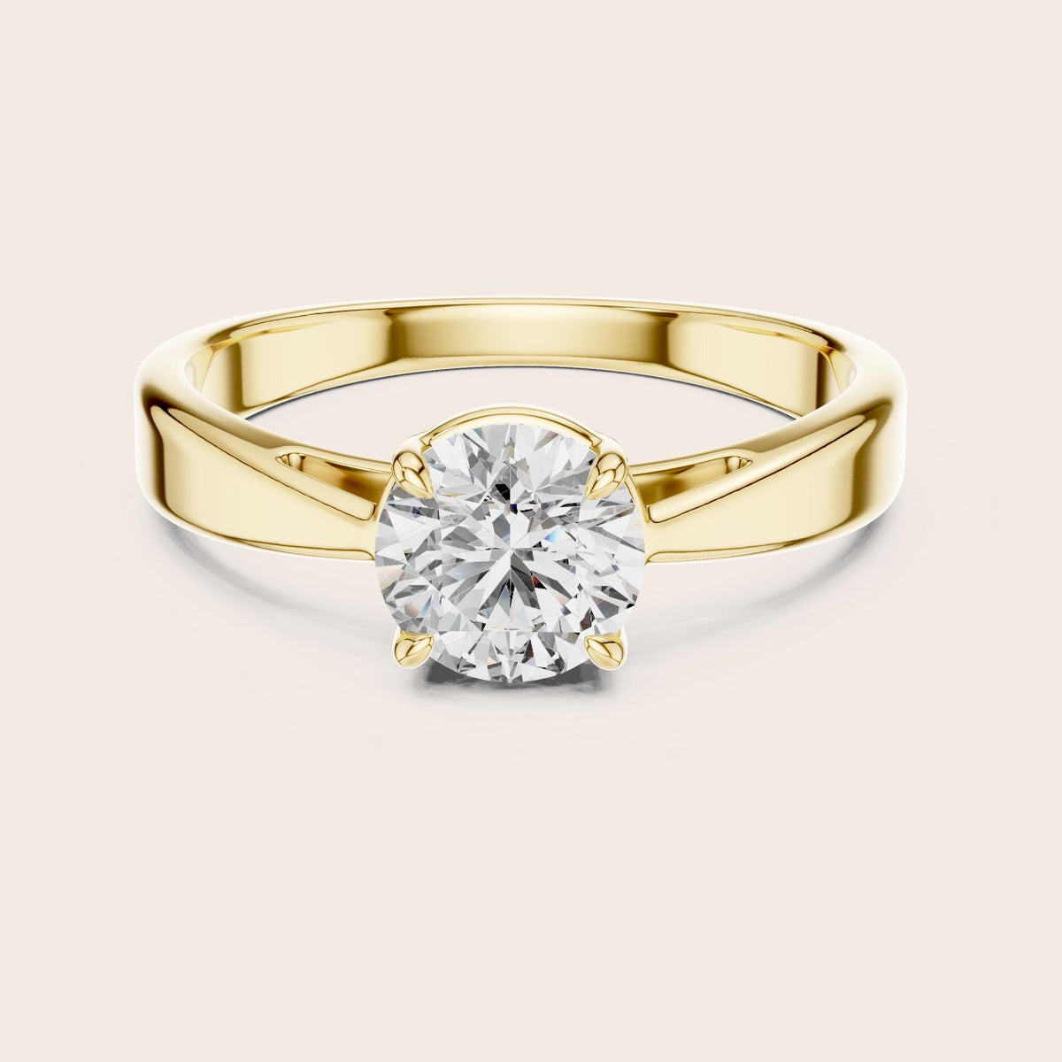 Round Cut Lab Grown Diamond Solitaire Ring, 1.00ct Total, Solid Gold