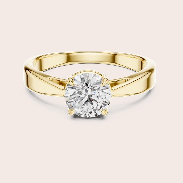 Round Cut Lab Grown Diamond Solitaire Ring, 1.00ct Total, Solid Gold