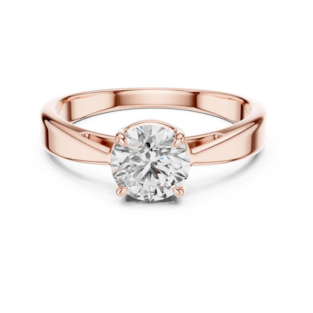 Round Cut Lab Grown Diamond Solitaire Ring, 1.00ct Total, Solid Gold