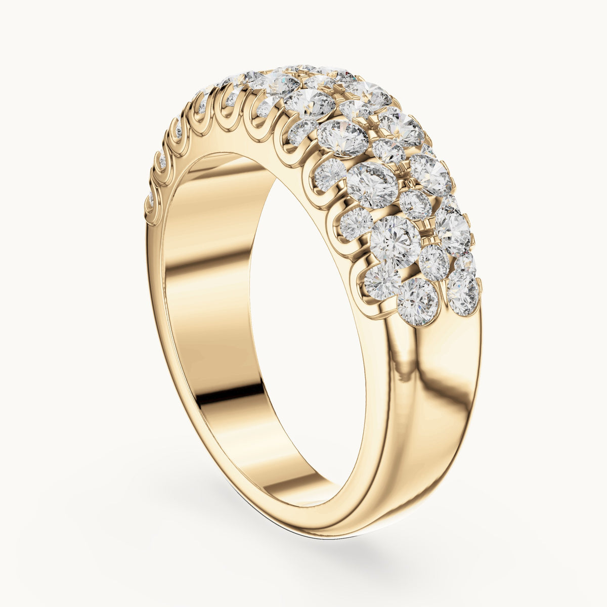 Round cut lab-grown diamond half eternity band in 14K yellow gold, 1.92 CT TW, view 2