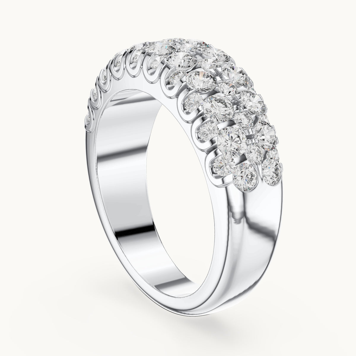 Round cut lab-grown diamond half eternity band in 14K white gold, 1.92 CT TW, view 1
