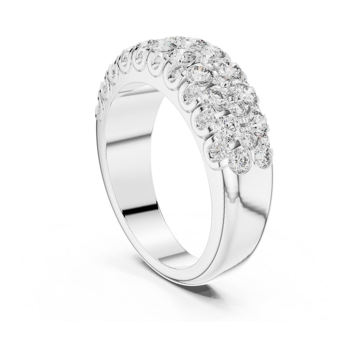 Round Cut Lab Grown Diamond Half Eternity Band, 1.92ct Total, Solid Gold