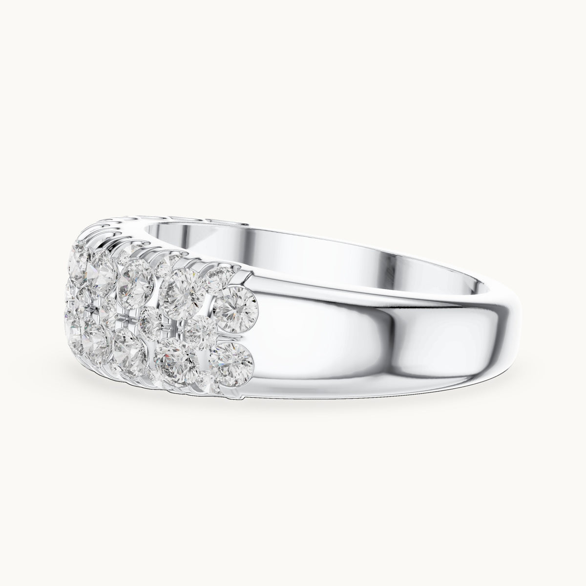 Round cut lab-grown diamond half eternity band in 14K white gold, 1.92 CT TW, view 2