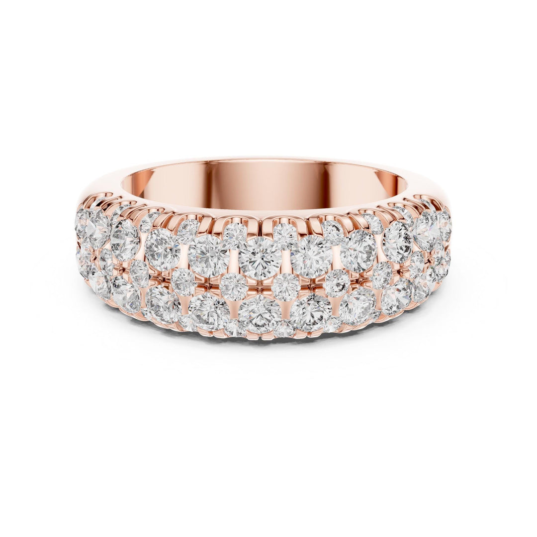 Round Cut Lab Grown Diamond Half Eternity Band, 1.92ct Total, Solid Gold
