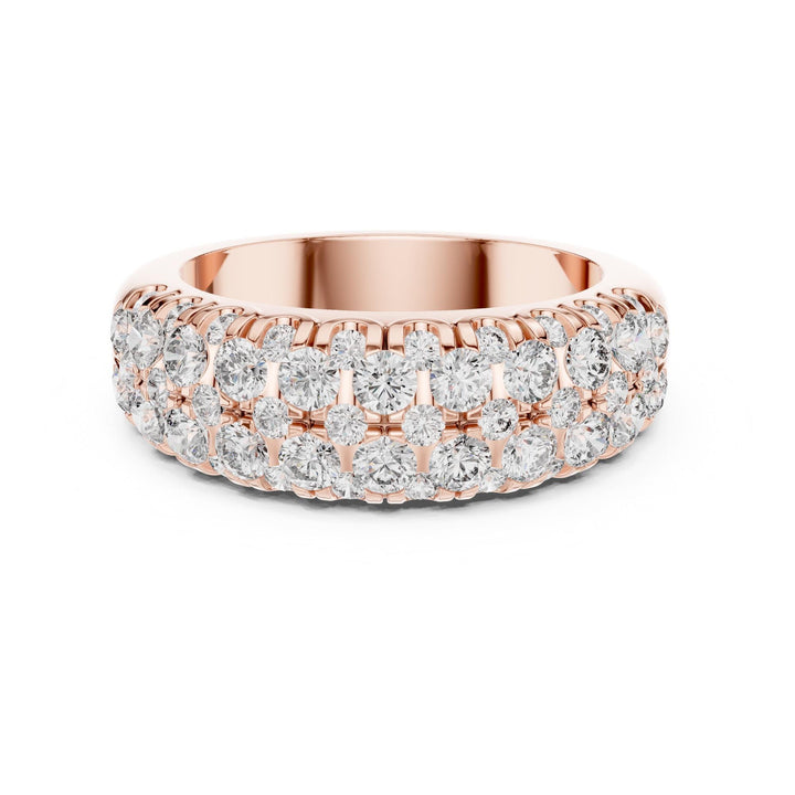 Round Cut Lab Grown Diamond Half Eternity Band, 1.92ct Total, Solid Gold