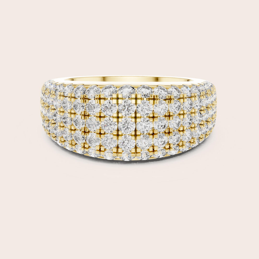 Round Cut Lab Grown Diamond Half Eternity Band, 2.28ct Total, Solid Gold