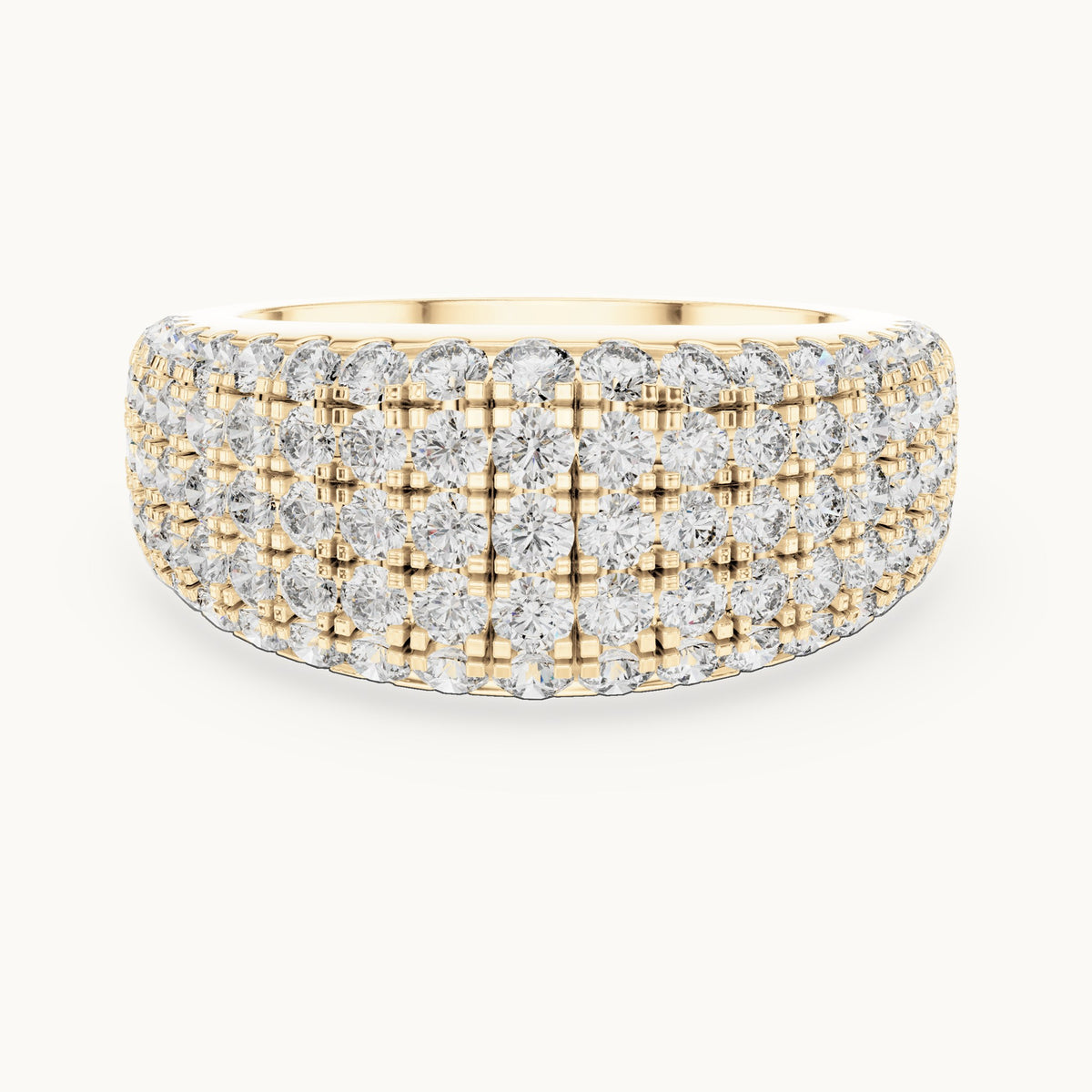 Round cut lab-grown diamond half eternity band in 14K yellow gold, 2.28 CT TW, view 1