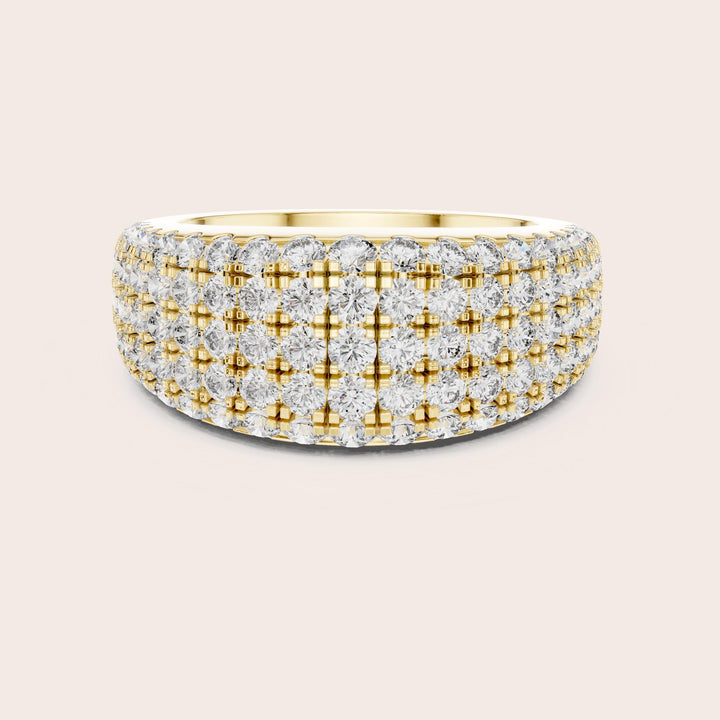 Round Cut Lab Grown Diamond Half Eternity Band, 2.28ct Total, Solid Gold