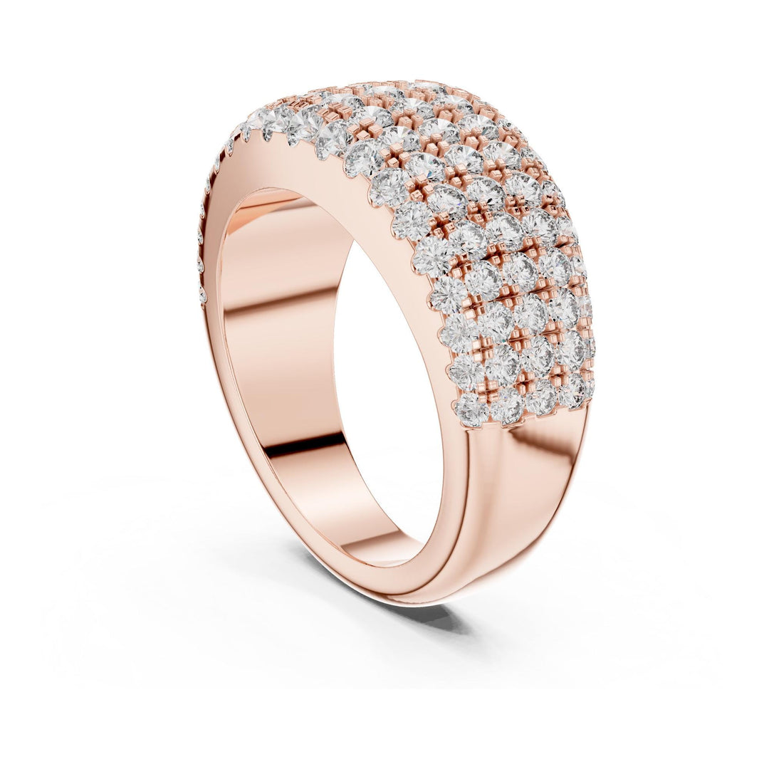 Round Cut Lab Grown Diamond Half Eternity Band, 2.28ct Total, Solid Gold