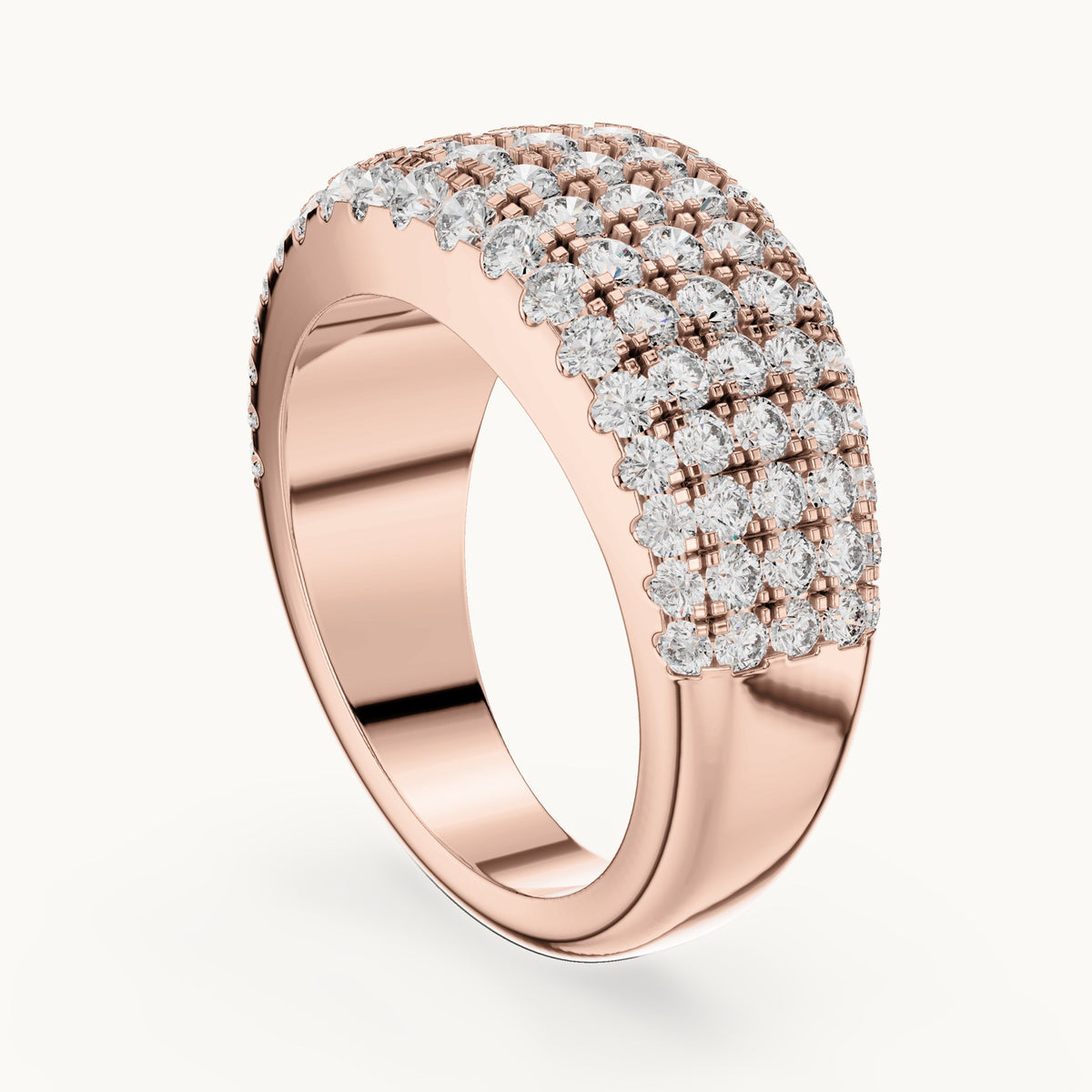 Round cut lab-grown diamond half eternity band in 14K rose gold, 2.28 CT TW, view 1