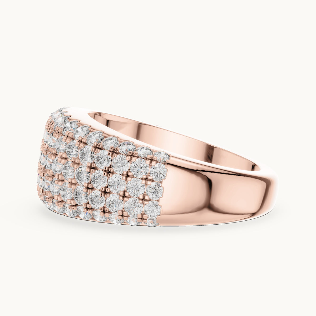 Round cut lab-grown diamond half eternity band in 14K rose gold, 2.28 CT TW, view 2