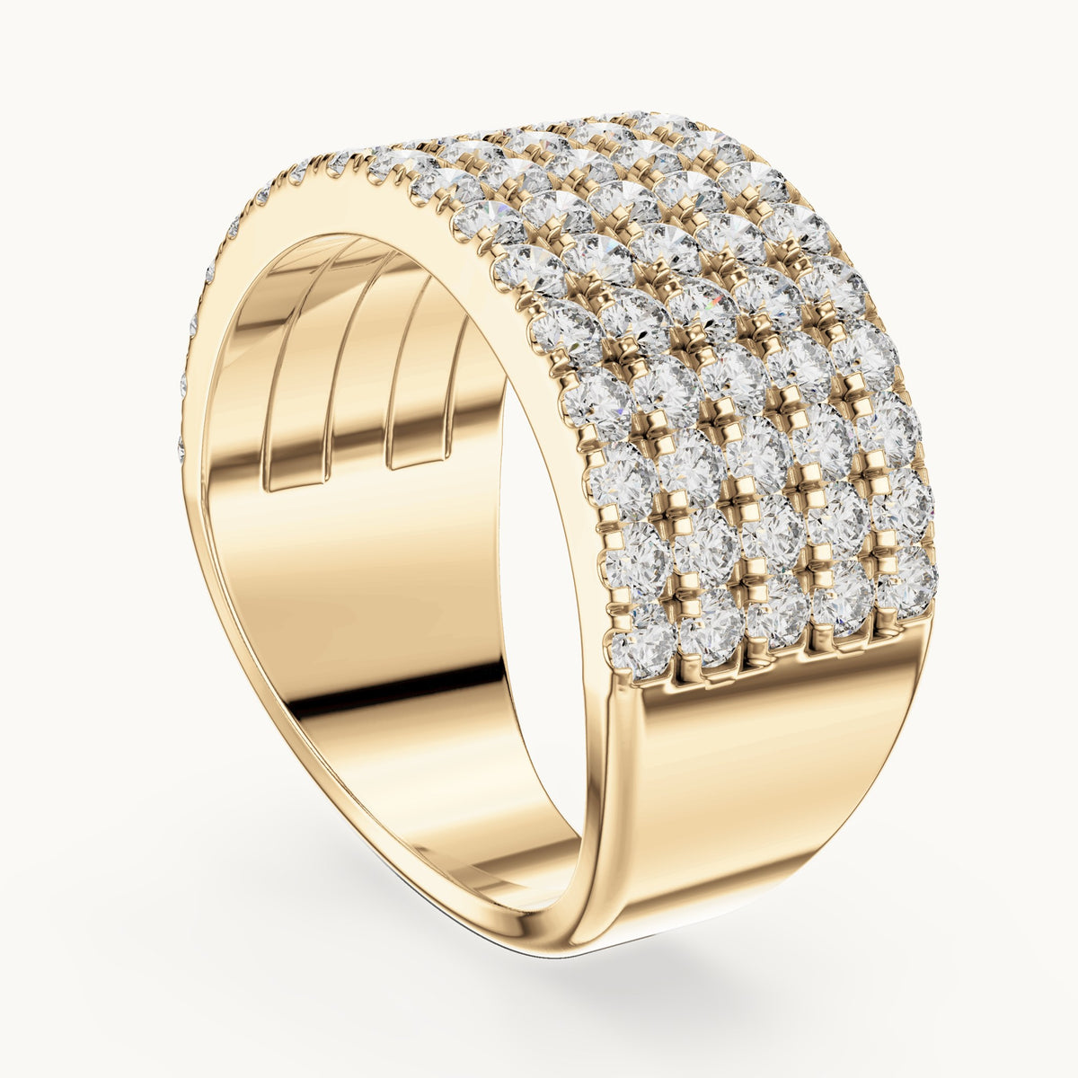 Round cut lab-grown diamond half eternity band in 14K yellow gold, 2.12 CT TW, view 2