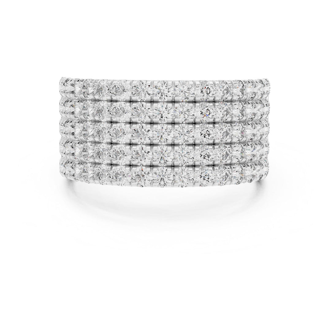 Round Cut Lab Grown Diamond Half Eternity Band, 2.12ct Total, Solid Gold