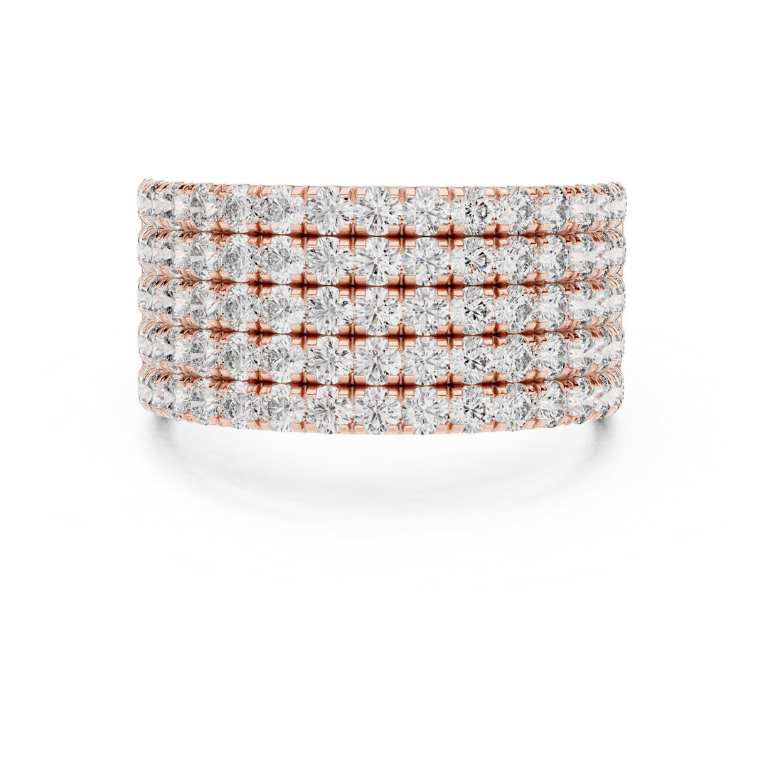 Round Cut Lab Grown Diamond Half Eternity Band, 2.12ct Total, Solid Gold