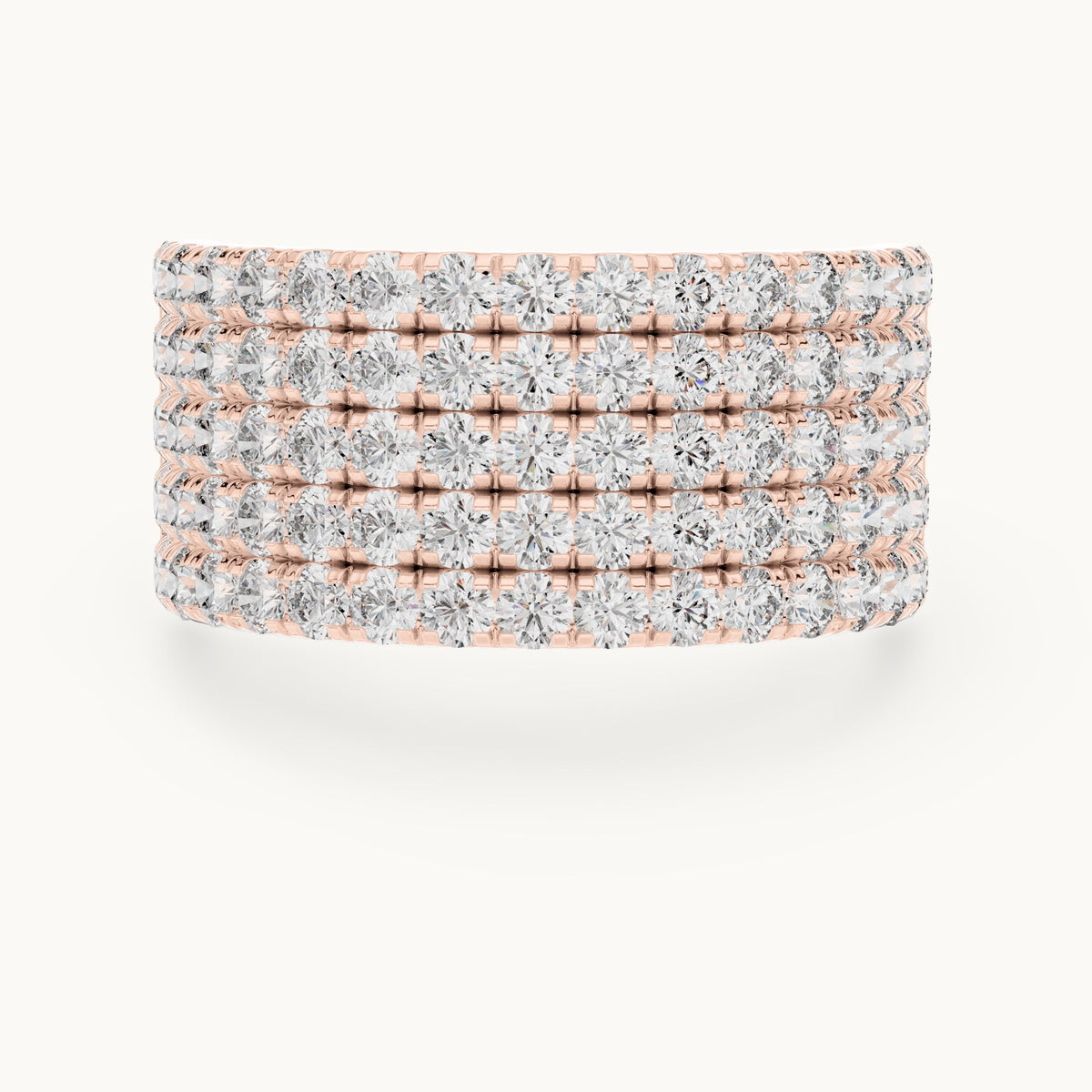 Round cut lab-grown diamond half eternity band in 14K rose gold, 2.12 CT TW, view 3