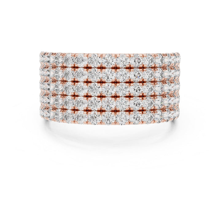Round Cut Lab Grown Diamond Half Eternity Band, 2.12ct Total, Solid Gold