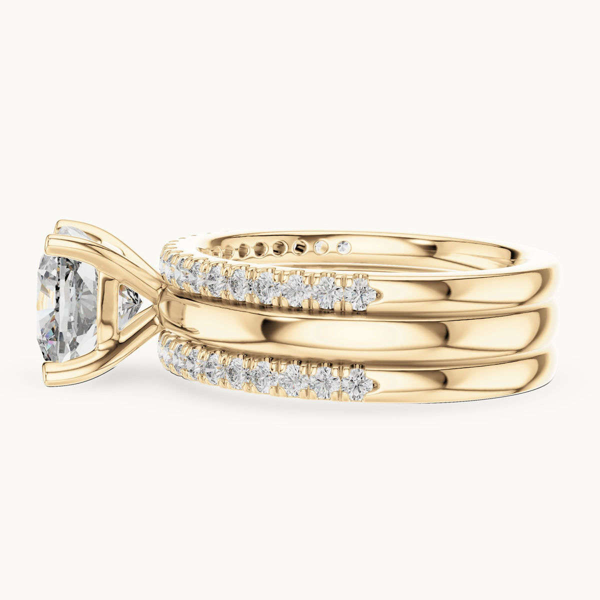 Cushion cut lab-grown diamond solitaire ring in 14K yellow gold, 3.50 CT TW, view 3