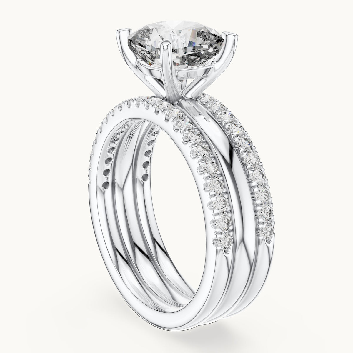 Cushion cut lab-grown diamond solitaire ring in 14K white gold, 3.50 CT TW, view 1