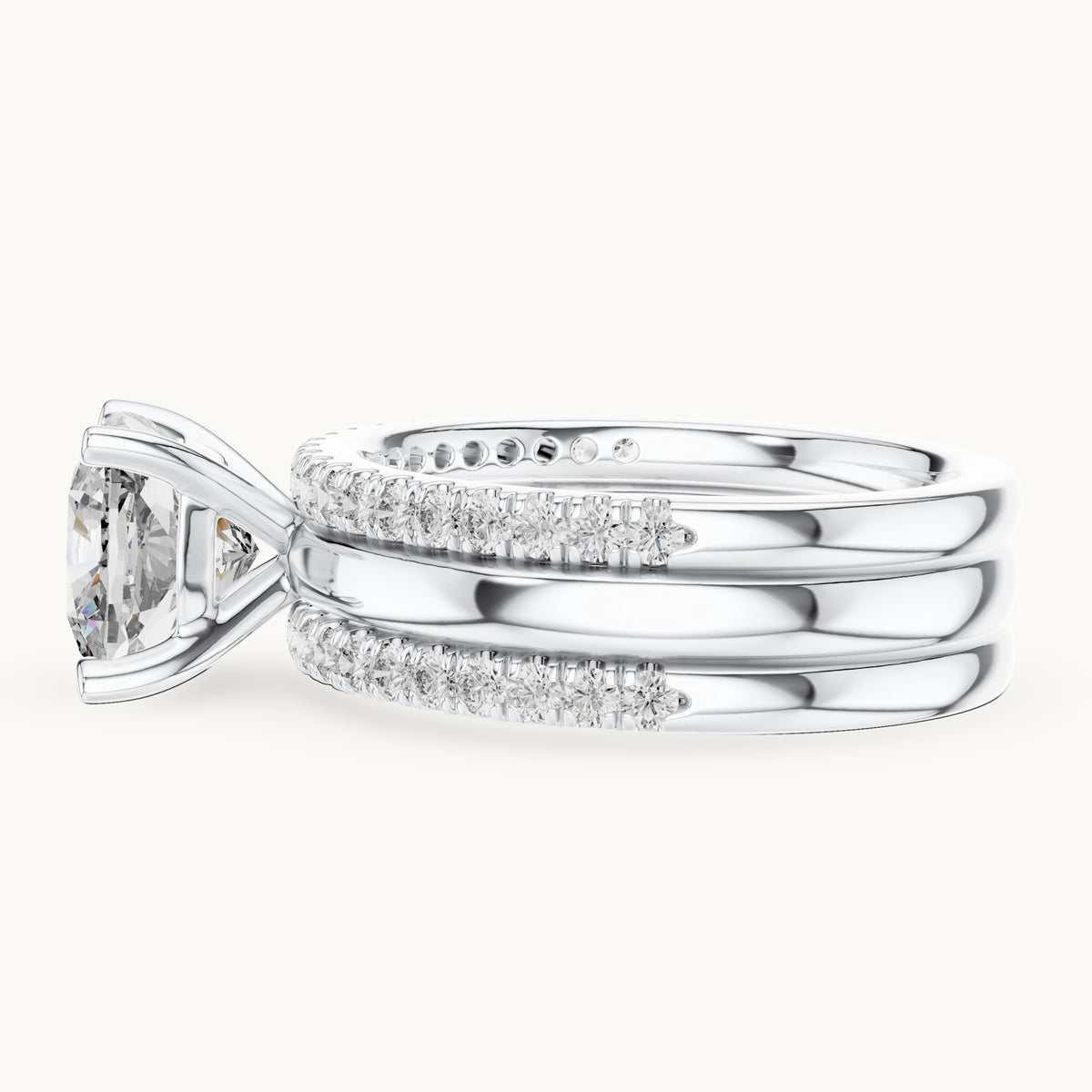 Cushion cut lab-grown diamond solitaire ring in 14K white gold, 3.50 CT TW, view 2