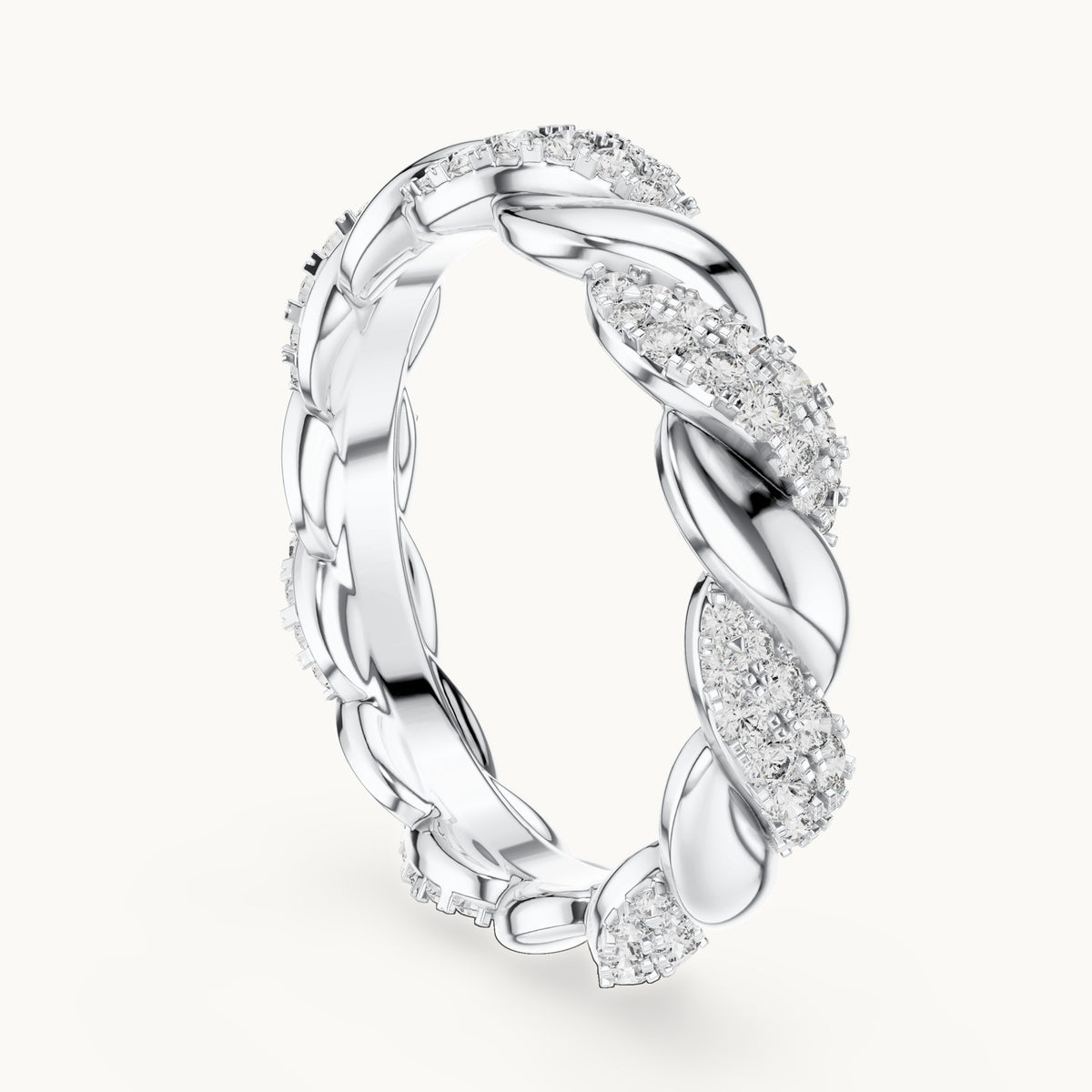 Round cut lab-grown diamond full eternity band in 14K white gold, 0.66 CT TW, view 1