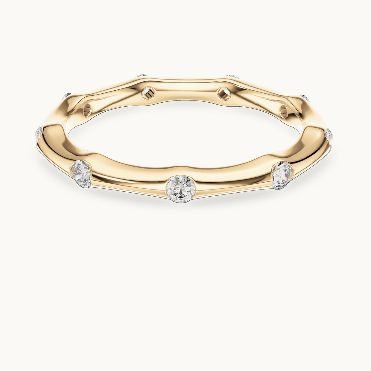 Round cut lab-grown diamond full eternity band in 14K yellow gold, 0.32 CT TW, view 1