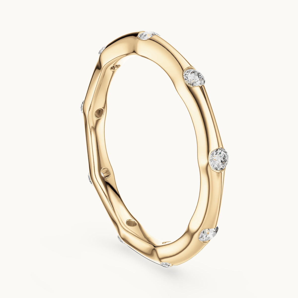 Round cut lab-grown diamond full eternity band in 14K yellow gold, 0.32 CT TW, view 2