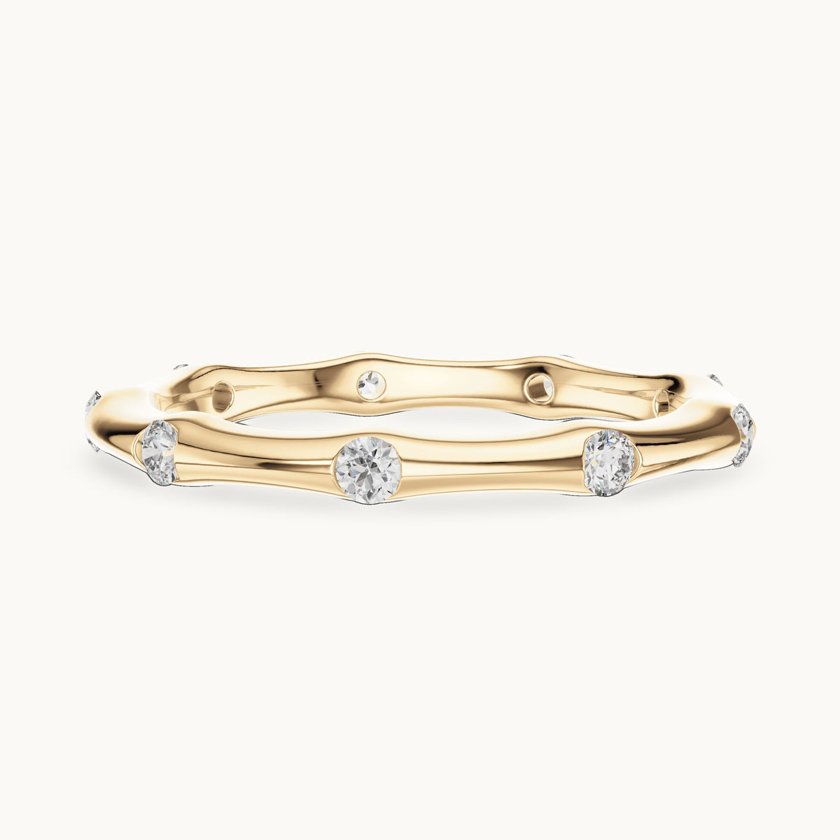 Round cut lab-grown diamond full eternity band in 14K yellow gold, 0.32 CT TW, view 3