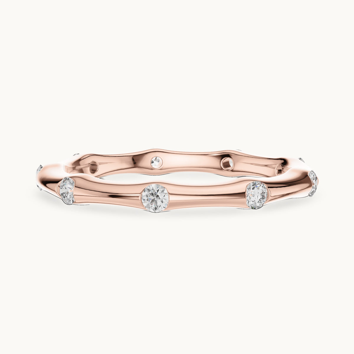 Round cut lab-grown diamond full eternity band in 14K rose gold, 0.32 CT TW, view 2