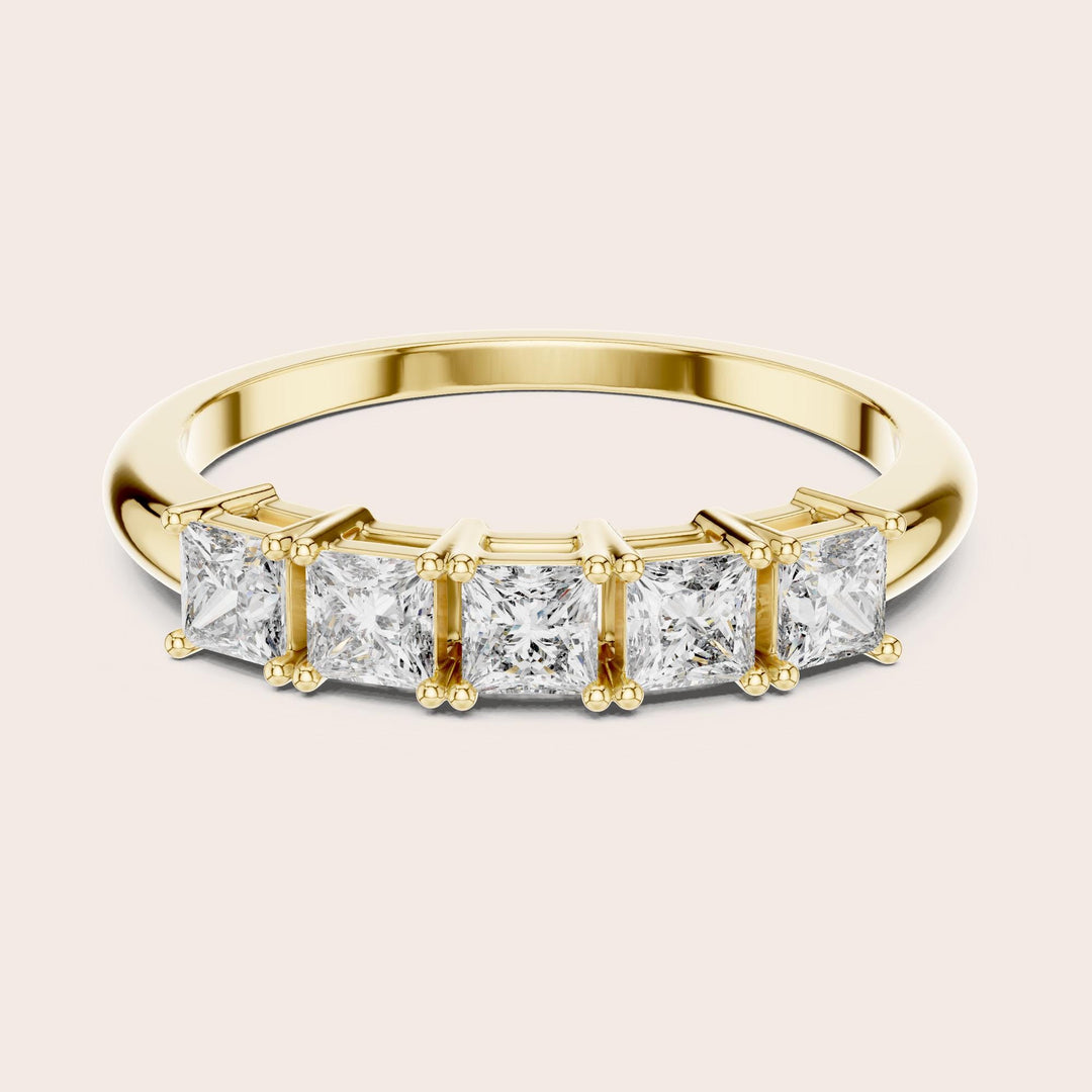 Princess Cut Lab Grown Diamond Cluster Ring, 0.65ct Total, Solid Gold