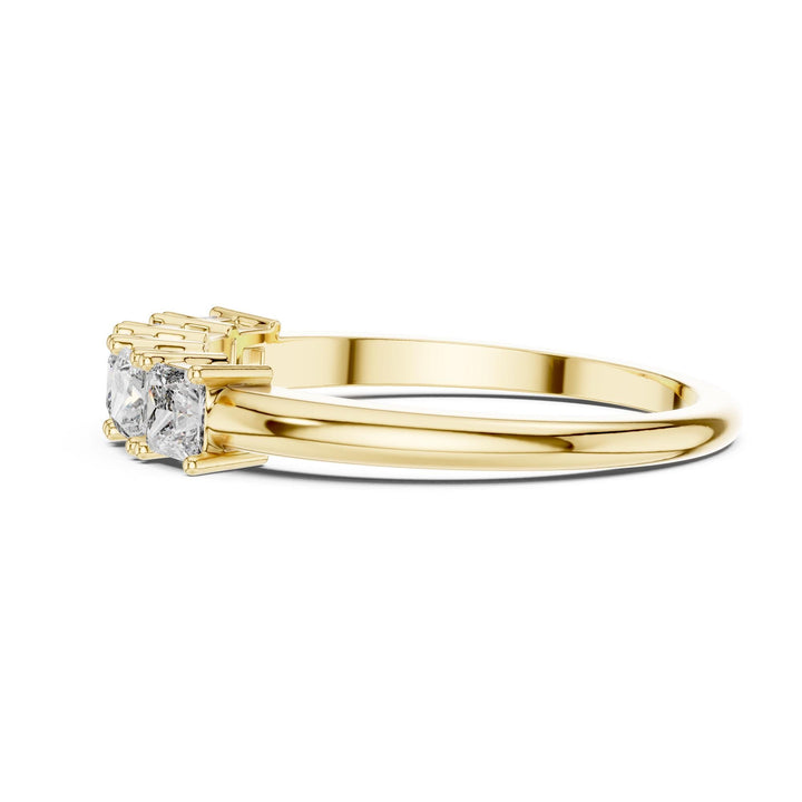 Princess Cut Lab Grown Diamond Cluster Ring, 0.65ct Total, Solid Gold