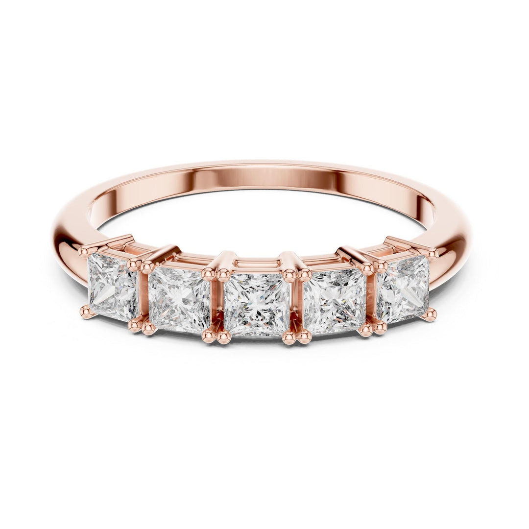 Princess Cut Lab Grown Diamond Cluster Ring, 0.65ct Total, Solid Gold