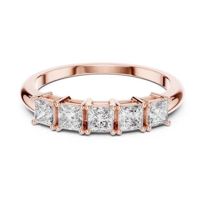 Princess Cut Lab Grown Diamond Cluster Ring, 0.65ct Total, Solid Gold